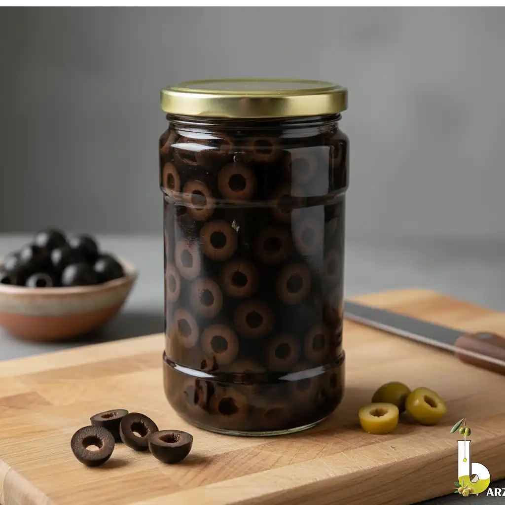 Black Sliced Olive Pickle 420 g — natural brine, Barza